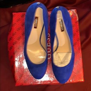 Brand new, Blue suede pump platform heels
